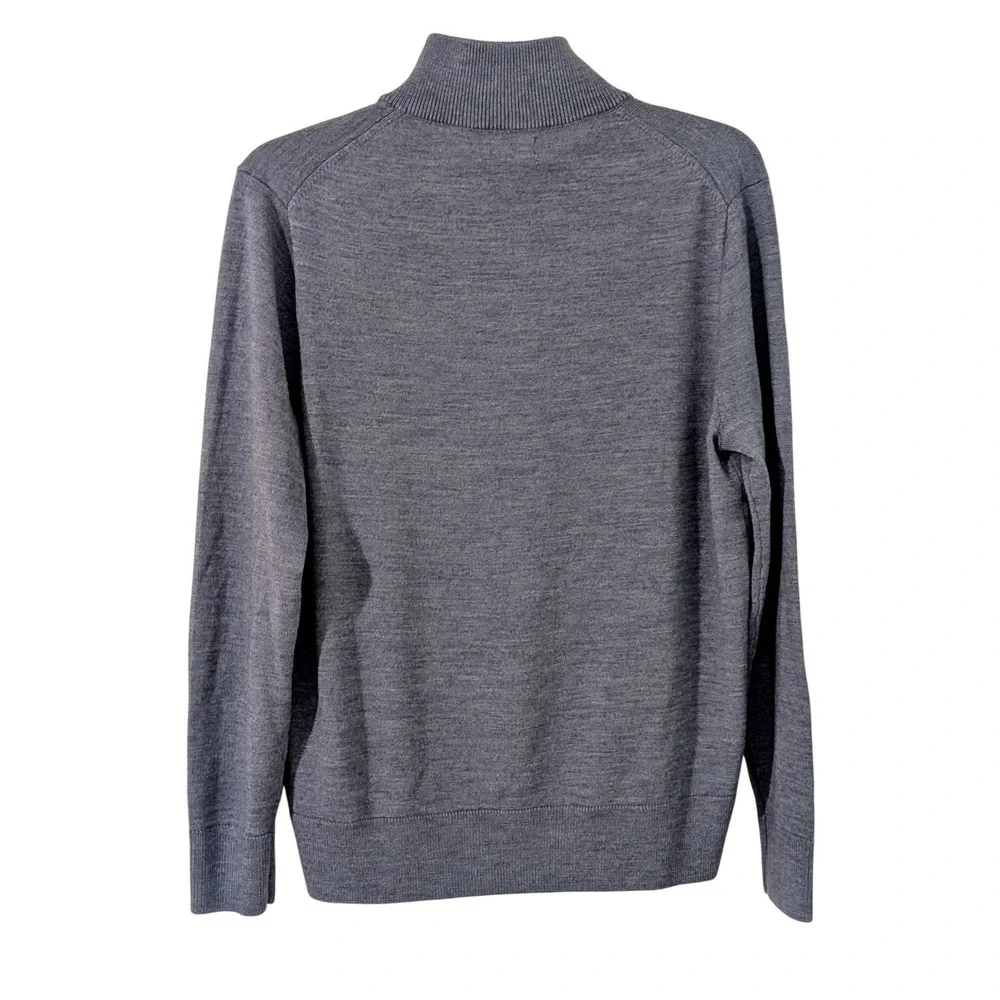 J Crew Mens Blue Merino Wool Blend Quarter Zip Washable Sweater Medium NWOT $138